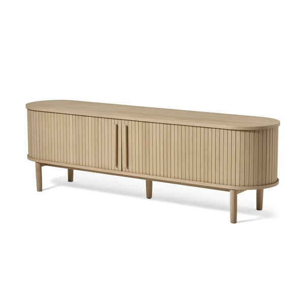 Comodă TV în culoare naturală cu aspect de lemn de stejar 180x56x40 cm Meta – Unique Furniture