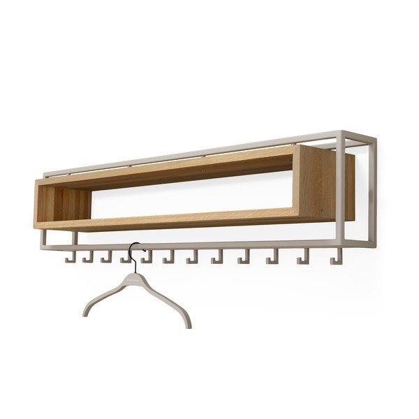 Cuier de perete în culoare naturală/taupe cu raft din lemn de stejar 118 cm School – Spinder Design