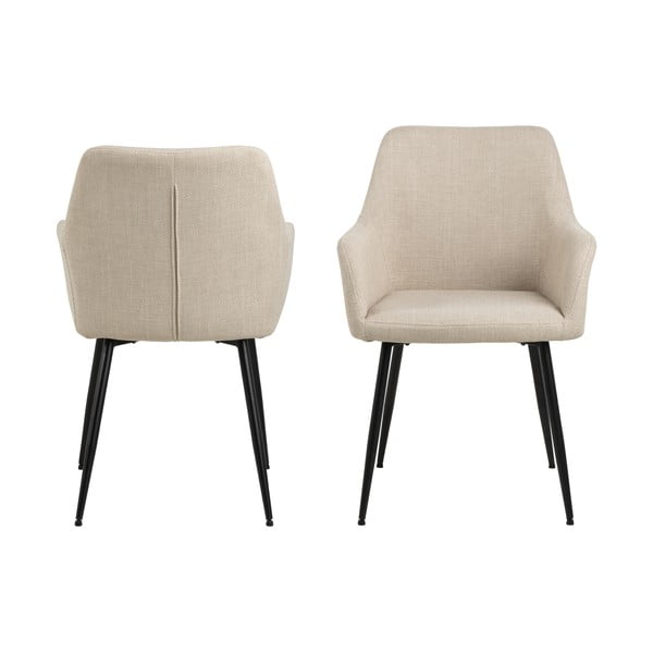 Set de scaune de sufragerie bej cu cotiere 2 buc. tapițat Lizzy – Actona-image-2