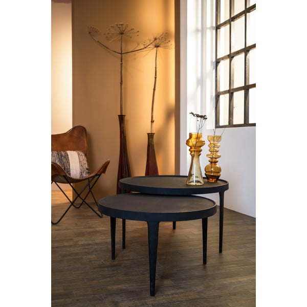 Măsuțe de cafea negre 2 buc. rotunde ø 75 cm Tobias – Light & Living-image-3