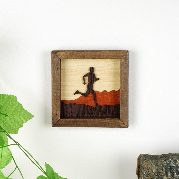 Tablou din lemn Kate Louise Running Man, 16 x 16 cm-image-1