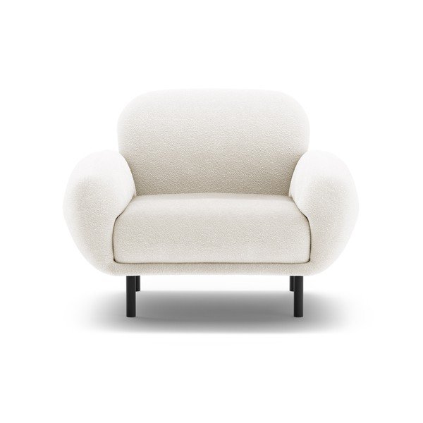 Fotoliu alb cu tapițerie din țesătură bouclé Poppy – Micadoni -image-1