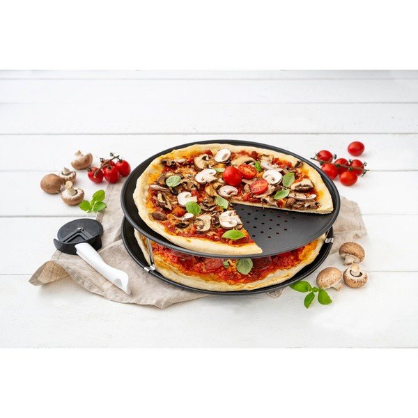 Set 2 tăvi perforate pentru pizza, 3 separatoare și un feliator Zenker Special Countries, ø 32 cm-image-1