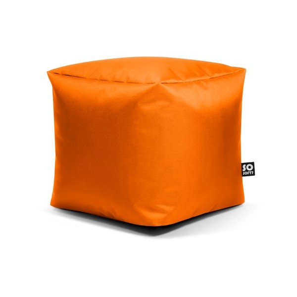 Fotoliu puf pentru copii portocaliu cu tapițerie din imitație de piele Cube M – So Soft?