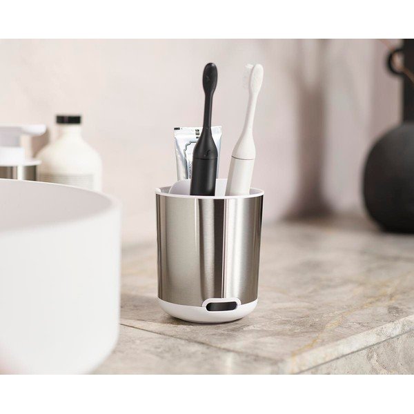 Suport pentru periuța de dinți argintiu din oțel inoxidabil Duo Steel – Joseph Joseph-image-2