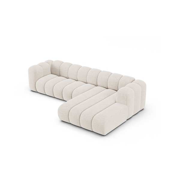 Colțar crem cu tapițerie din chenille (cu colț pe partea dreaptă/cu șezlong) Lupine – Micadoni -image-2