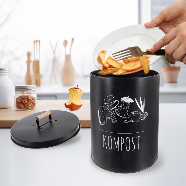 Recipient pentru deșeuri compostabile negru 8 l BLACK – Orion-image-1