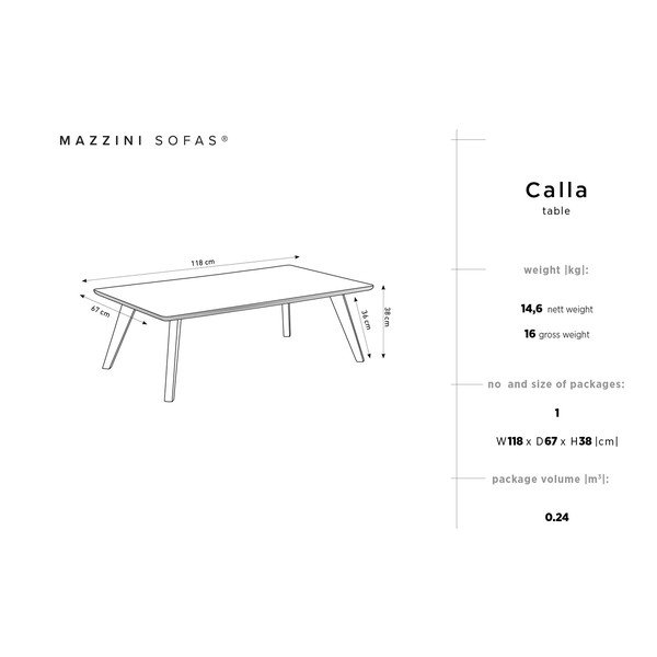 Măsuță din lemn de pin Mazzini Sofas Calla-image-1