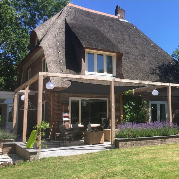 Copertină parasolar pătrată Livin' Outdoor Como, 5 x 5 m, gri-image-1