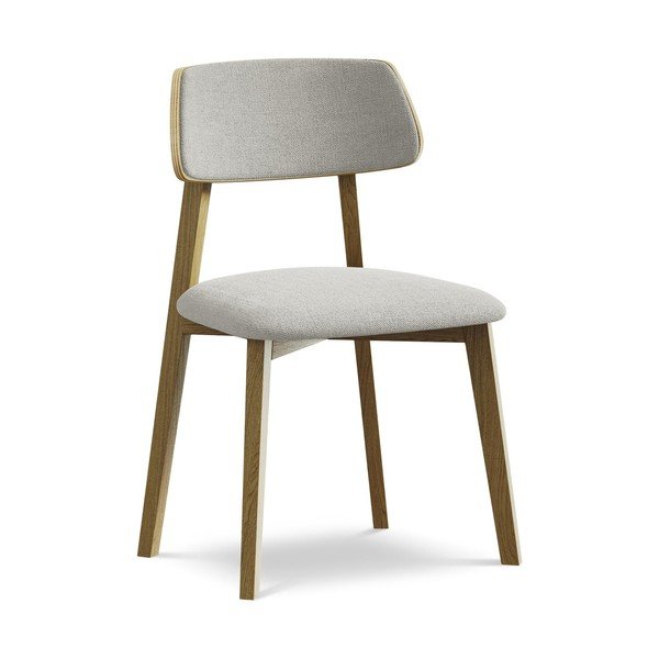 Scaun de dining gri deschis din lemn masiv Niu – Makamii