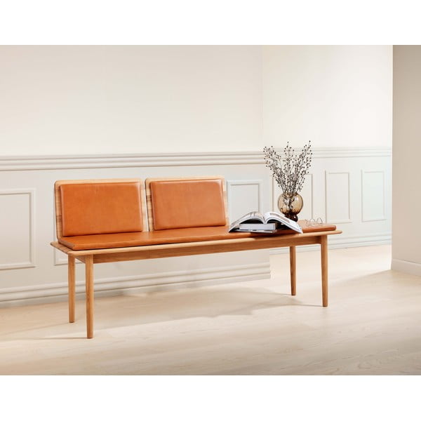 Bancă din piele maro cognac Elba - Hammel Furniture-image-1