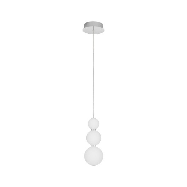 Lustră albă/argintiu-lucios LED cu intensitate reglabilă din metal cu abajur din sticlă ø 10 cm Perla – Nova Luce