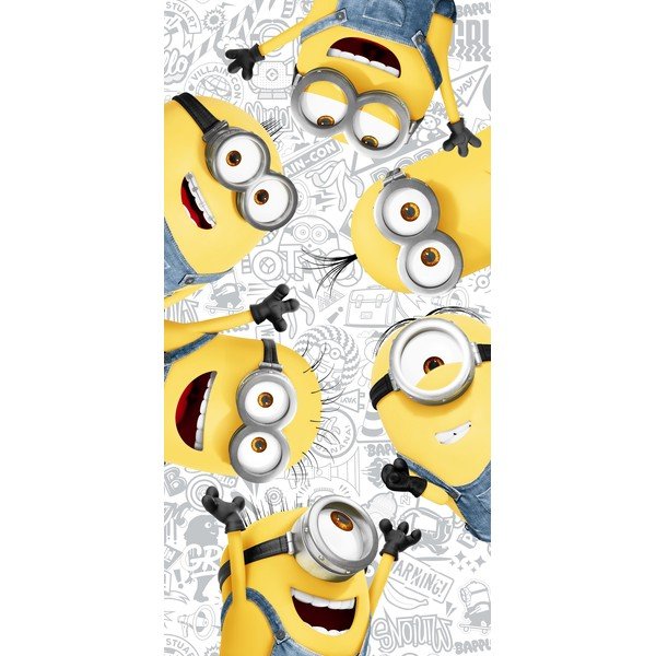 Prosop  pentru copii galben-alb din bumbac 70x140 cm Minions 2 – Jerry Fabrics