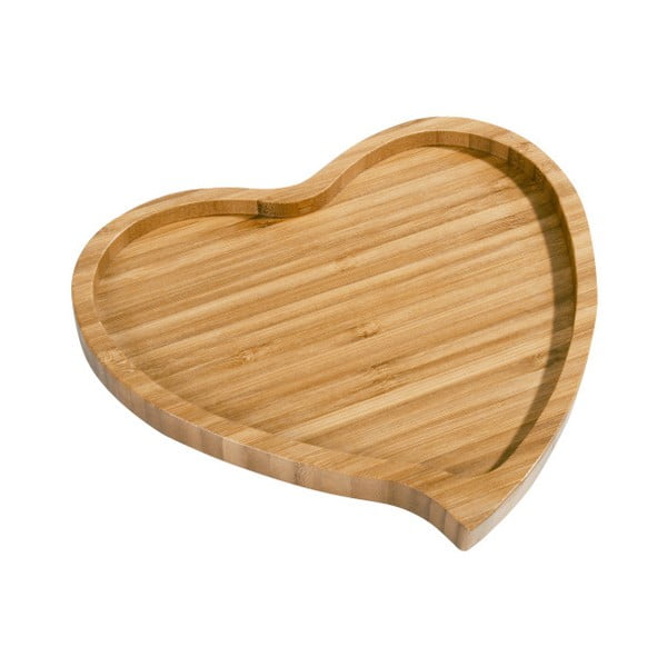 Platou din bambus pentru servire Aminda Heart, lățime 19 cm
