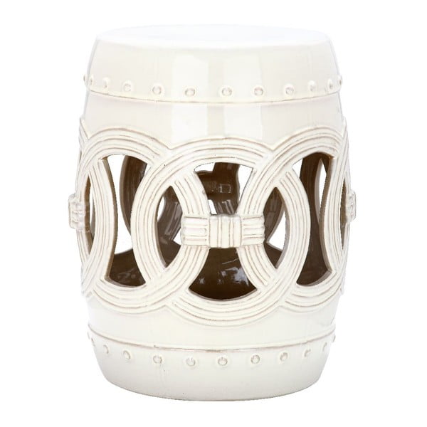 Măsuță din ceramică adecvată pentru exterior Safavieh Ibiza, ø 33 cm, alb