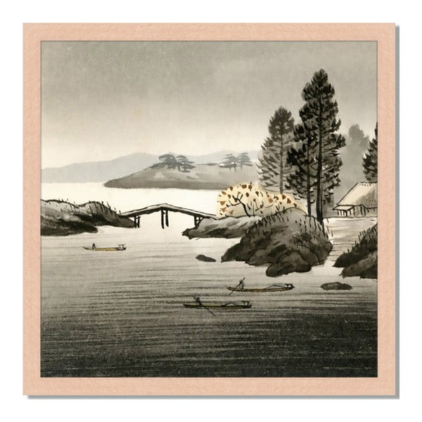 Tablou înrămat Liv Corday Asian Lake Shore, 40 x 40 cm