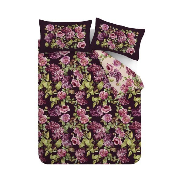 Lenjerie de pat mov din bumbac pentru pat de o persoană 135x200 cm Pia Floral – RHS
