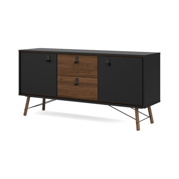 Comodă neagră cu aspect de lemn de nuc 150x72x40 cm Ry – Tvilum-image-2