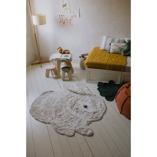 Covor pentru copii gri deschis lavabil/țesut manual din bumbac 130x135 cm Bunny – Lorena Canals-image-3