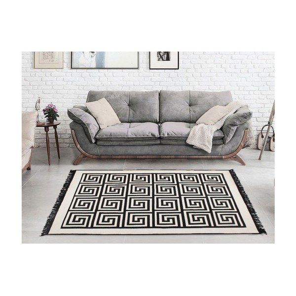 Covor reversibil Cihan Bilisim Tekstil Framed, 80 x 150 cm, bej-negru-image-2