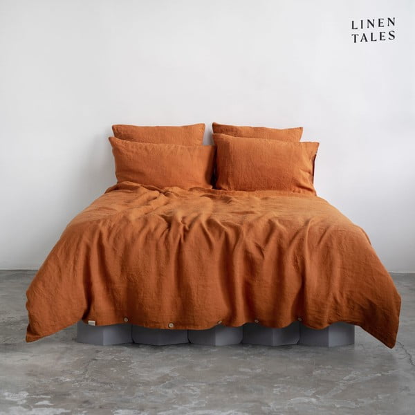 Lenjerie de pat cărămizie din in pentru pat de o persoană 140x200 cm – Linen Tales