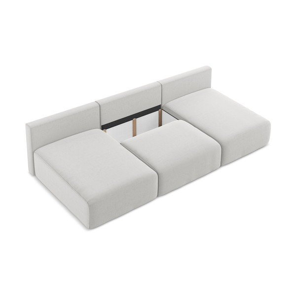 Colțar gri deschis extensibil/cu spațiu de depozitare cu tapițerie din catifea (în formă de "U") Kalena – Makamii-image-4