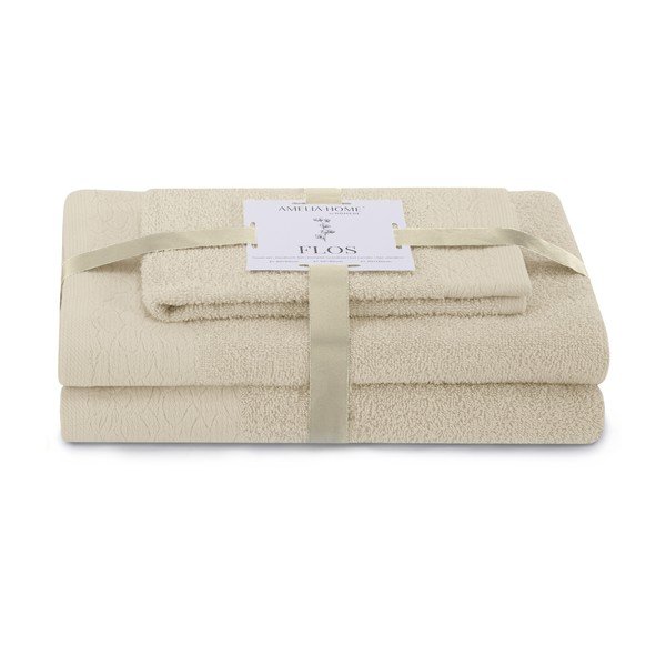 Prosoape de baie bej 3 buc. din bumbac din frotir Flos – Restilo