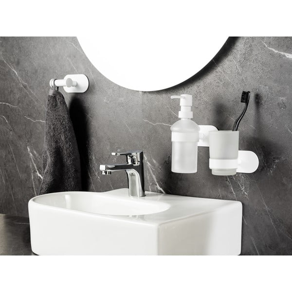 Dozator de săpun lichid alb autoadeziv din sticlă 200 ml Orea – Wenko-image-2