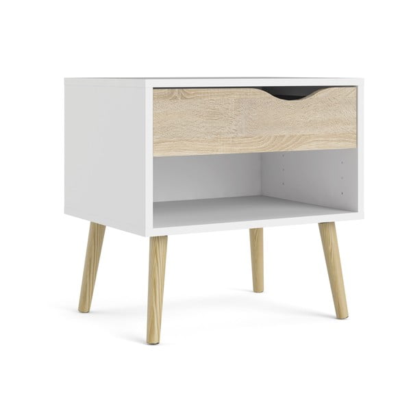 Noptieră albă/în culoare naturală Oslo – Tvilum-image-2