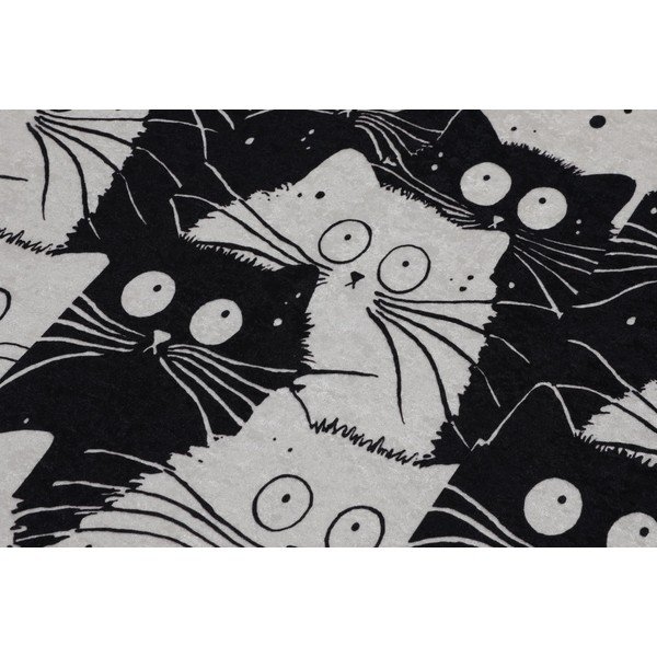 Covorașe de baie negre/gri 2 buc. 60x100 cm White Cats – Foutastic-image-3