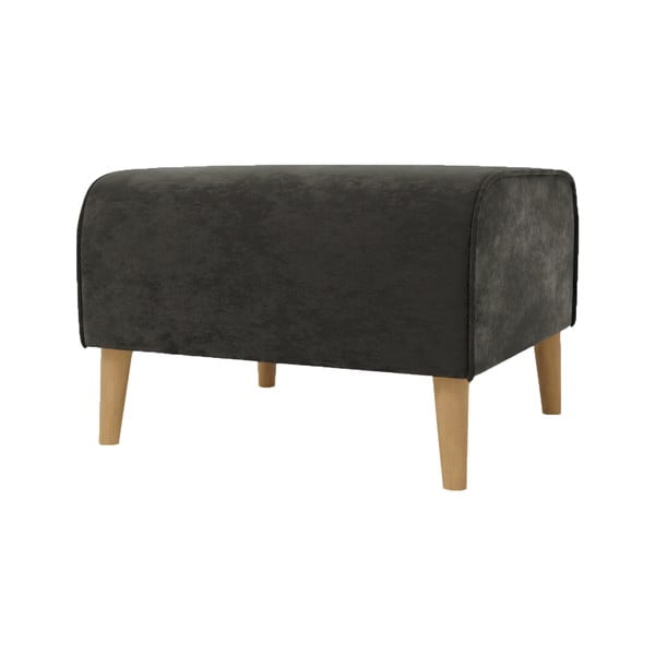Taburet gri închis cu tapițerie din catifea Carole – Ropez