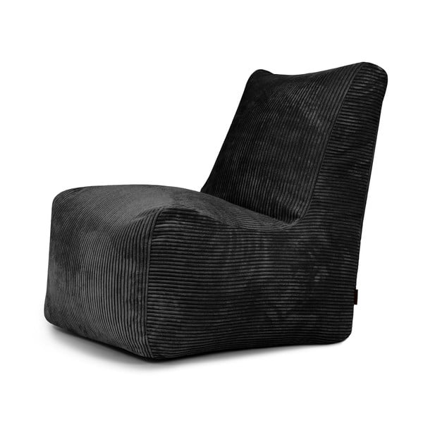 Fotoliu bean bag negru cu tapițerie din catifea reiată Seat Lounge – SLOWDOWN