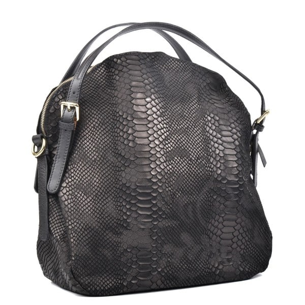 Geantă din piele Carla Ferreri Hobo, negru-image-2