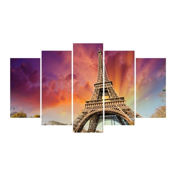 Tablou din mai multe piese 3D Art Fall Eiffel, 102 x 60 cm