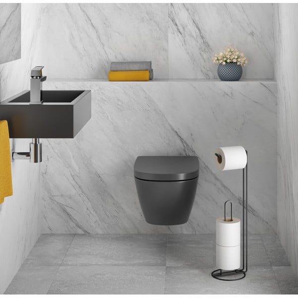 Suport pentru hârtie igienică Metaltex Origin, negru-image-1