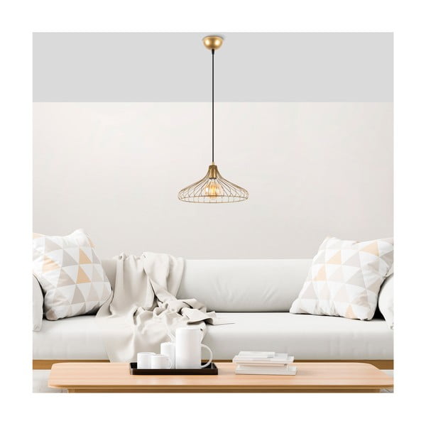 Lustră aurie cu abajur din metal ø 36 cm Depay – Opviq lights-image-1