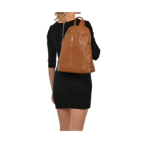Rucsac din piele Carla Ferreri, 37 x 32 cm, maro-image-2