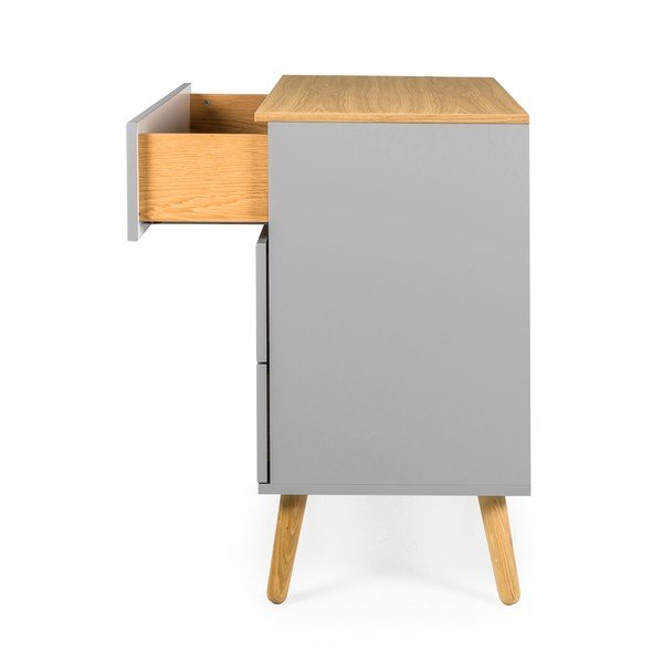 Comodă cu detalii în decor de stejar Tenzo Dot, 90 x 79 cm, gri-image-4