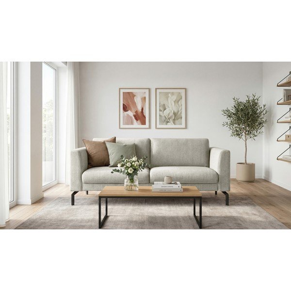 Canapea bej cu tapițerie din chenille 165 cm Gomero – Scandic-image-1