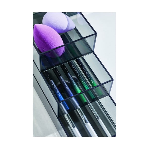 Organizatoare de baie negru-mat pentru cosmetice 3 buc. din plastic reciclat Stack & Slide – iDesign-image-4