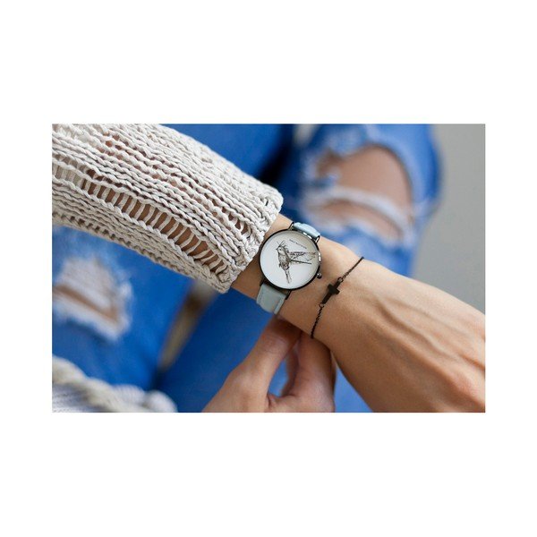 Ceas damă din piele Emily Westwood, albastru deschis -image-1