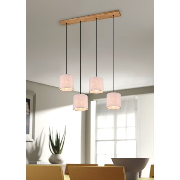 Lustră bej cu abajur textil Elmau – Trio-image-2