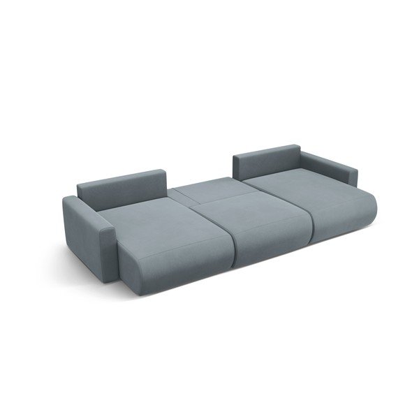 Colțar albastru prăfuit extensibil, cu spațiu de depozitare cu tapițerie din catifea (în formă de "U") Belfast – Cosmopolitan Design-image-3