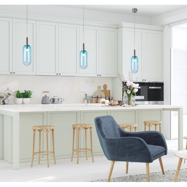 Lustră albastră LED cu abajur din sticlă ø 13 cm Fiuggi – Candellux Lighting-image-3