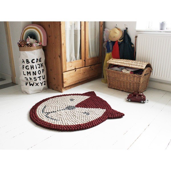 Covor cu bile din lână pentru camera copiilor Wooldot Ball Rugs Fox, ⌀ 90 cm-image-1