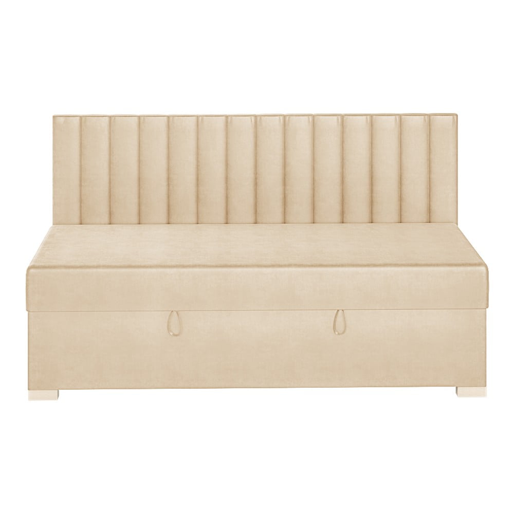 Pat pentru copii bej cu spațiu de depozitare cu saltea 90x200 cm Chill – Ghado