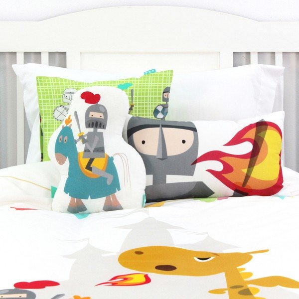 Husă pilotă și pernă din bumbac pentru copii Mr. Fox Knight, 140 x 200 cm-image-4