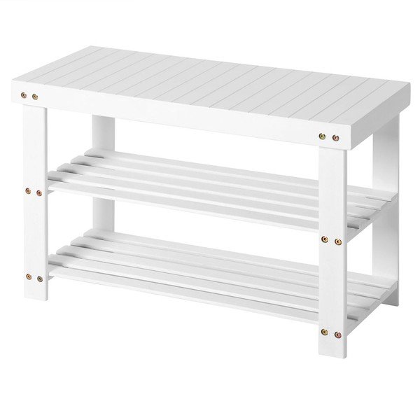 Raft din bambus pentru 6 perechi de pantofi Songmics, lățime 70 cm, alb-image-2