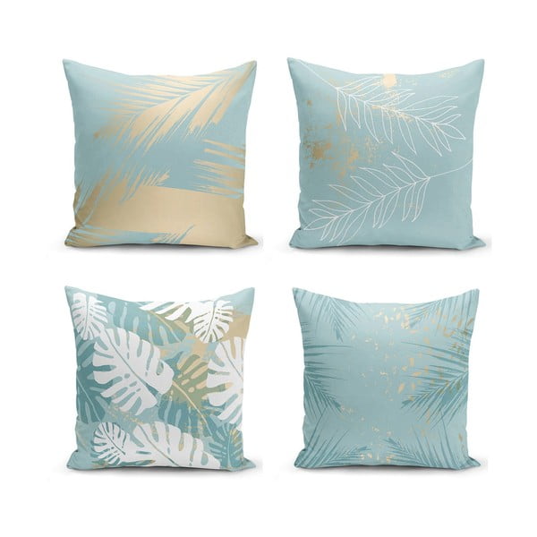 Set 4 fețe de pernă Minimalist Cushion Covers Lagoon, 55 x 55 cm