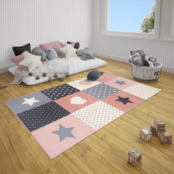 Covor roz pentru copii 220x160 cm Pretty Patchwork - Hanse Home-image-1